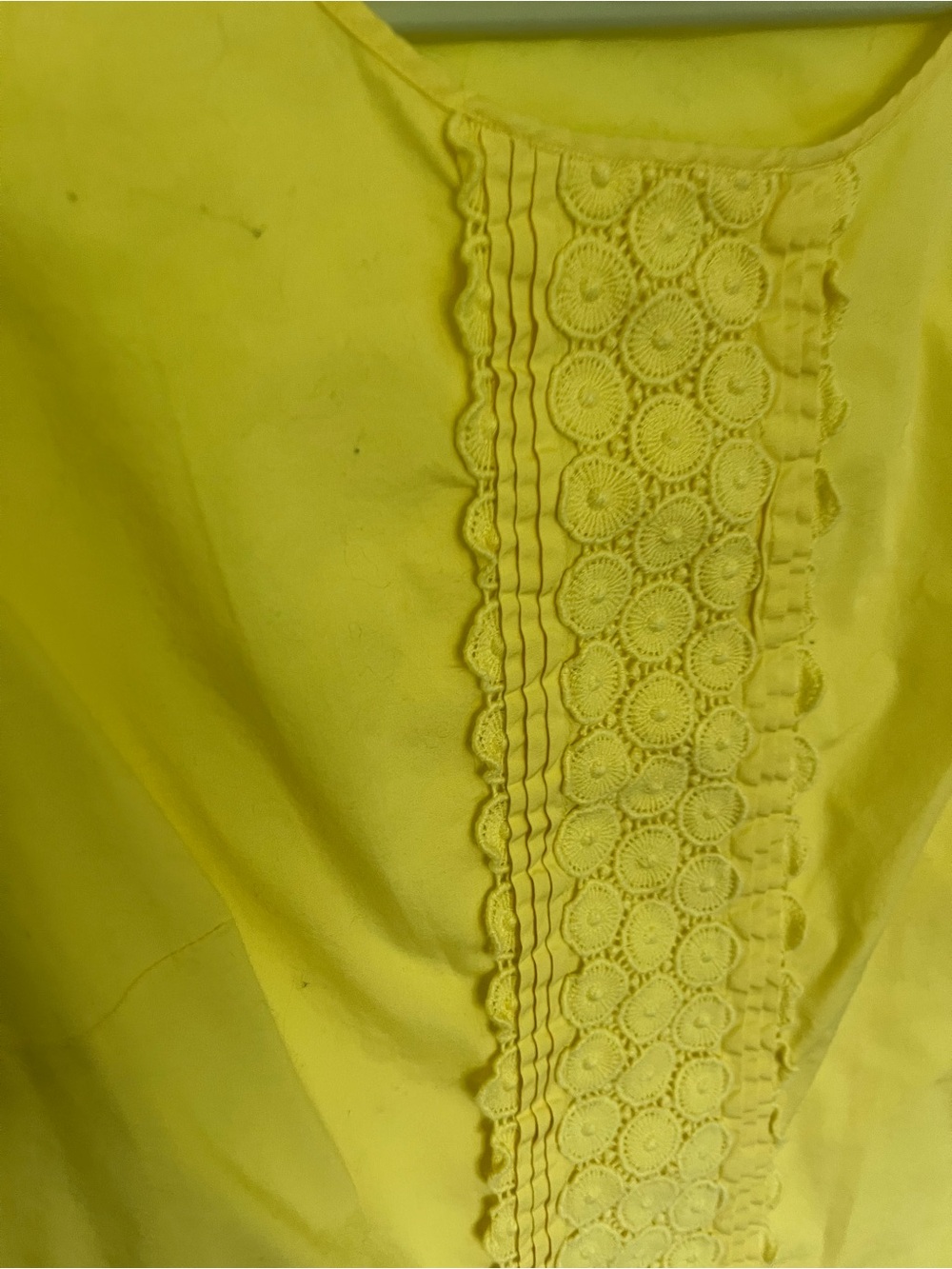 Talbots Yellow Crochet-Trim Blouse